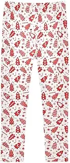 [Joisal] Christmas Tree Red White Pants Girls, Comfy for Girls Yoga Leggings, 4-10T