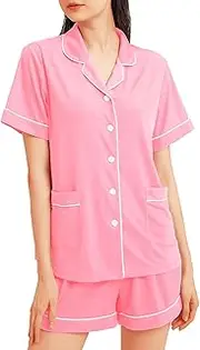 [Guunify] Womens Matching Button Up Pajama Pajamas Shorts Sets for Women