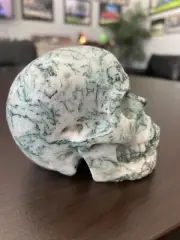 US SELLER Hand Carved SKULLIS TREE AGATE Crystal Quartz Skull 3.375X2.25X2.625