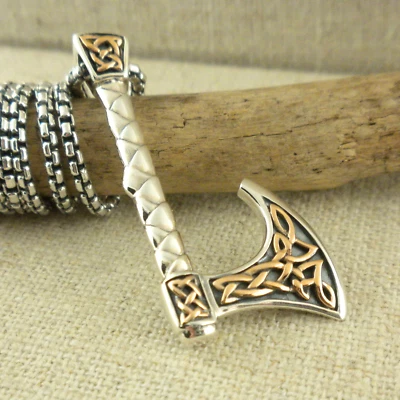 PETRICHOR Sterling Silver & Bronze Norse Forge Viking Axe Pendant Keith Jack Box