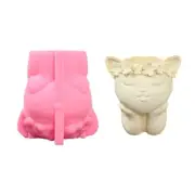 Cat Silicone Mold Cartoon Flower Pots Mold Wax Box Tray Mold Decor