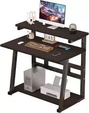 Computer Desk, White Writing Table Small Desk for Small Spaces with Monitor Shel