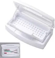 Nail Tool Sterilizer Box, Plastic Sterilization Tray, Storage and Sterilization Tray for Hair Salon, Eyelash Extensions, Nail Tech Must Haves (White, L)