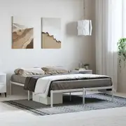 vidaXL Metal Bed Frame without Mattress White 135x190 cm