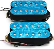 SHENGSUI Humbucker Pickup Double Coil Electric Guitar Pickups Set with Neck and Bridge with Prewired and Screws Parts Light Blue Pearl