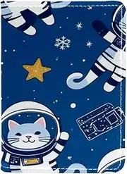 [CWAGFEQZ] Travel Passport Holder,PU Leather Passport Case,Passport Book,Music Cats in Space