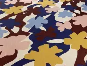 MISSONI MAHOGANY INK "HAITI" ABSTRACT FLORAL ITALIAN HAND PRINTED LINEN FABRIC