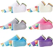 [BORISCA] 6 Pairs Toe Socks, Socks with Toes, Women's Non-Slip Socks, Breathable Ankle Socks, Women's Toe Socks, Yoga Colourful Toe Socks, Toe Socks, Women's Sports for Running, Yoga, Sports