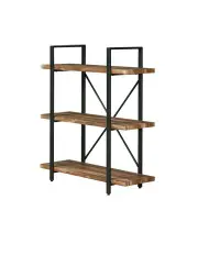 [IHOMDEC] 3 Tier Industrial Vintage Wood and Metal Bookcase in Brown
