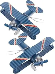 DOITOOL 2pcs Vintage Metal Biplane Model Retro Airplane Decor Miniature Craft Plane for Home