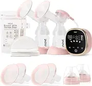 NCVI Double Electric Breast Pumps,Portable Dual Breastfeeding Milk Pump with 4 Size Flanges,Mirror Touchscreen LED Display,4 Modes & 9 Levels Backflow Protector BPA Free