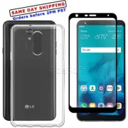 For LG Stylo 4 L713DL TracFone Tempered Glass Screen Protector+Soft TPU Case USA