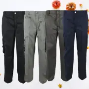 Mens Elastic Waist Casual Dress Cargo Pants Workwear Trousers Work Pant