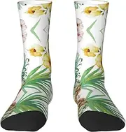 [JEJEA] Tropical Pineapple print Socks For Men and Women Men's Moisture Control Crew Socks Gifts For Golf, Hunting, Camping