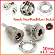 10pcs Female DC Power Supply Connector Socket Panel Mount Jack Plug 5.5 x 2.1mm
