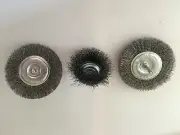 Steel Wire Brush Set. 2 pc = 4" Flat Style & 1pc 3" Cup Style all 1/4" Shank