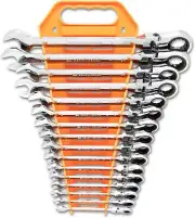 GEARWRENCH 12 Point Flex Head Ratcheting Combination Metric Wrench 16-Pieces Set