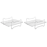 2x Appetito S/Steel Rectangle Dual Level Cooking Air Fryer Rack 22x16cm Silver