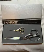 MARKS Scissors Set 1-Chrome 406-8 Brazil and 1-Stork/Crane/Bird Gold Italy New