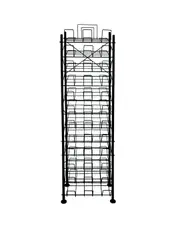 12 Tier Placemat Brochure Magazine Newspaper Display Rack Storage Stand on Wheels - Black Frame