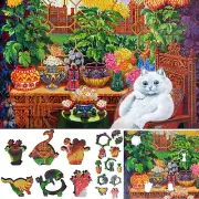 Wooden Jigsaw Puzzle for Adults by FoxSmartBox - 275 pieces - Cat in the Garden