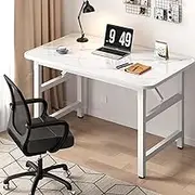 Uandhome Home Office Desk,Computer Desk Study Table No Assembly Required,Writing Computer Desk Space Saving Folding Desk Card Table for Small Space,Easy Assembly (White)