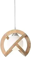 Globe Glass Pendant Light Nordic Wood Hanging Lamp, E27 Socket