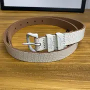 RM Williams Belt Womens Size 36 White Cracked Cowhide Leather 1 Inch Drover