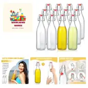 12 Set Flip Top Glass Bottles 25 oz Kombucha Bottles with Airtight Caps Beer ...