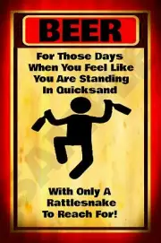 RATTLESNAKE BEER METAL SIGN 8X12 FUNNY BAR PUB MAN CAVE HOME BREW ALE HAPPY HOUR