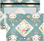 Flower Sheep Retro Vintage poucheses Kids with Clear Window Zipper Large and Sturdy 3 for Office Supplies Multicolored 2 PCS