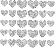 TEHAUX 30Pcs Heart Rhinestone Iron Patches for Clothes Bags Accessories Self Adhesive Decorative Patches Assorted Easy Application