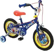 Sonic 14-Inch Kids Bike & Stabilisers - Officially Licensed Sonic Bicycle - Sturdy Steel Frame, Enclosed Chainguard, Front and Rear Brakes - Adjustable Handlebar & Seat Height - for Children Ages 3+