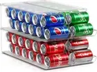 Space-Saving Soda Can Dispenser with Lids - Clear 4 Pack for Fridge and Pantry