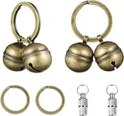 2 Strings in 4 Pieces Cat Dog Kitty Pet Collar Bells Pet Tracker Loud Brass Bell with 2X Anti-Lost ID Tube Tag for Pet Collars Necklace Potty Training, Save Birds and Wildlife Bell