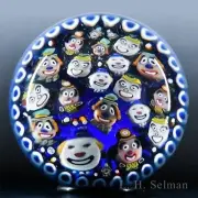 Mike Hunter 2024 "The Crowd Mini Me" close packed dafties Glass Paperweight