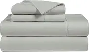 [Minor Monkey] 100% Egyptian Cotton Sheets Queen Size, 1000 Thread Count Luxury Breathable Sheet, 4Pc Queen Size Bed Sheet Set, Long Staple 16" Deep Pocket Sheets Set: Light Grey