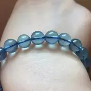 10mm Natural Blue Aquamarine Crystal Gemstone Round Beads Bracelet AAAAA