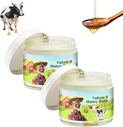 Tallow Honey Balm, Beef Tallow for Skin, Handmade All-Natural Moisturizer, Natural Formula,Hydrated Skin, with Grass-Fed Beef Tallow & Raw Wild Honey for Smooth (2pcs)