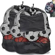 2 Pack Large Sports Ball Bag,Mesh Soccer Ball Bag，Heavy Duty Drawstring Bags Hold Equipment for Coach, Basketball,Football, Volleyball,Baseball and Swimming Gears with Adjustable Strap