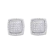 14k White Gold Round Diamond Square Earrings 1/4 Cttw