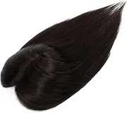 10-14" Human Hair Topper, Brazilian Remy Straght Hair Piece with Bangs 12×13cm Soft Breathable Lace Base Hair Topper for women with Thinning Hair(Off Black,12 inches)