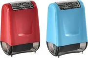 2 x Address Blocker Stamps, Roll Stamp for Protection Against Identity Theft, Information Blocker, Security Stamp, Security of Personal Data, Data Defender (Red + Blue)