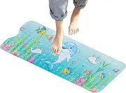 Kids Bath Mat - Cartoon Kids Bath Mat for Tub Non Slip - 40 X 16 Inch Machine Washable Kids Bath Tub Mat with Drain Holes and Suction Cups