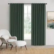 Sherwood Home 100% Blockout Concealed Tab Top Curtain Pair Forest Green 90x223cm