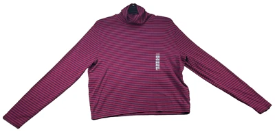 Levis Shirt Womens Plus size 3X Red Burgundy Striped Turtleneck Ribbed New