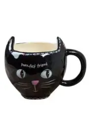 NATURAL LIFE Black Cat PURR-FECT FRIEND Coffee MUG Cup OVERSIZED ~ FREE SHIP!