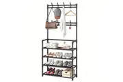 Vibe Geeks 4-Tier 3-In-1 Coat Hanger And Shoe Rack - Organize Your Entryway With Style