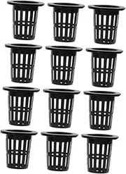 MOTHNUR 50pcs Plastic Hydroponics Baskets Durable Net Pots for Soilless Planting Black Garden Mesh Cups for Hydroponic Growth