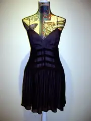 BNWT "BARDOT" SPAGHETTI STRAP CHIFFON FLOWY A-LINE COCKTAIL DRESS BLACK SIZE 10